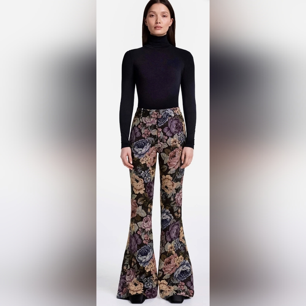 Smythe Floral Jacquard Flare Pants - Tapestry Multicolor. 00/24
